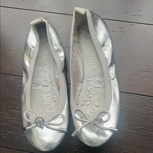 Sam Edelman Metallic Silver Bow Ballet Flats
